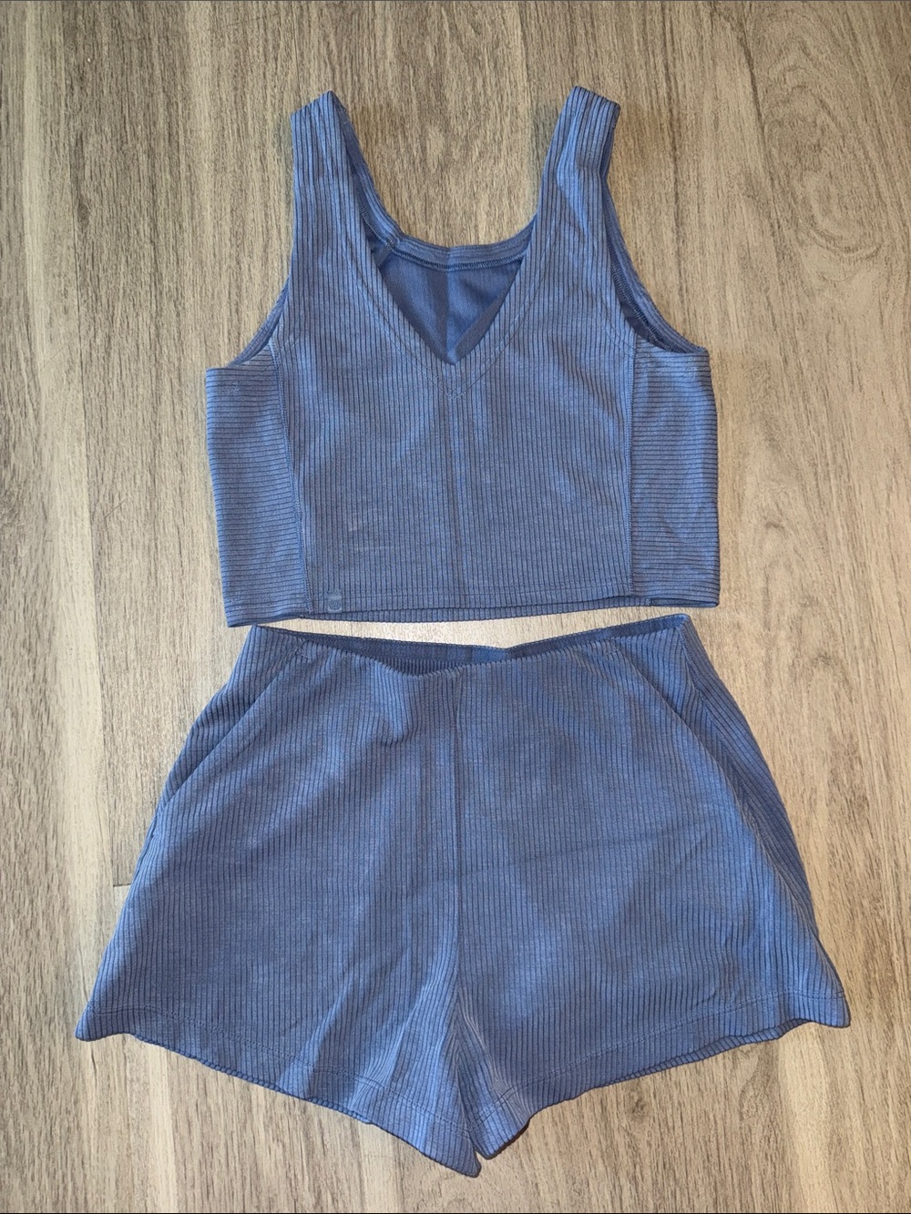 lululemon athletica Blue Ribbed Athletic Shorts Set